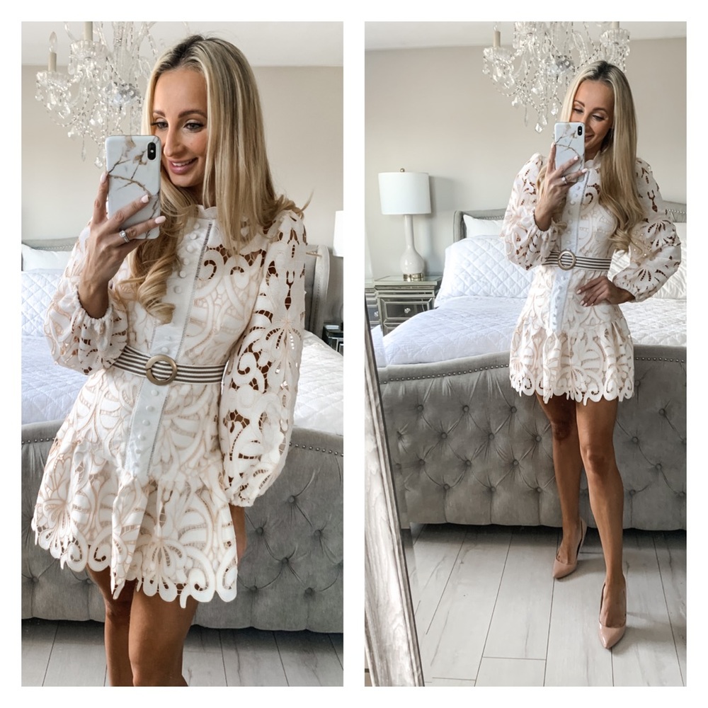 Elegant Cream Lace Mini Dress